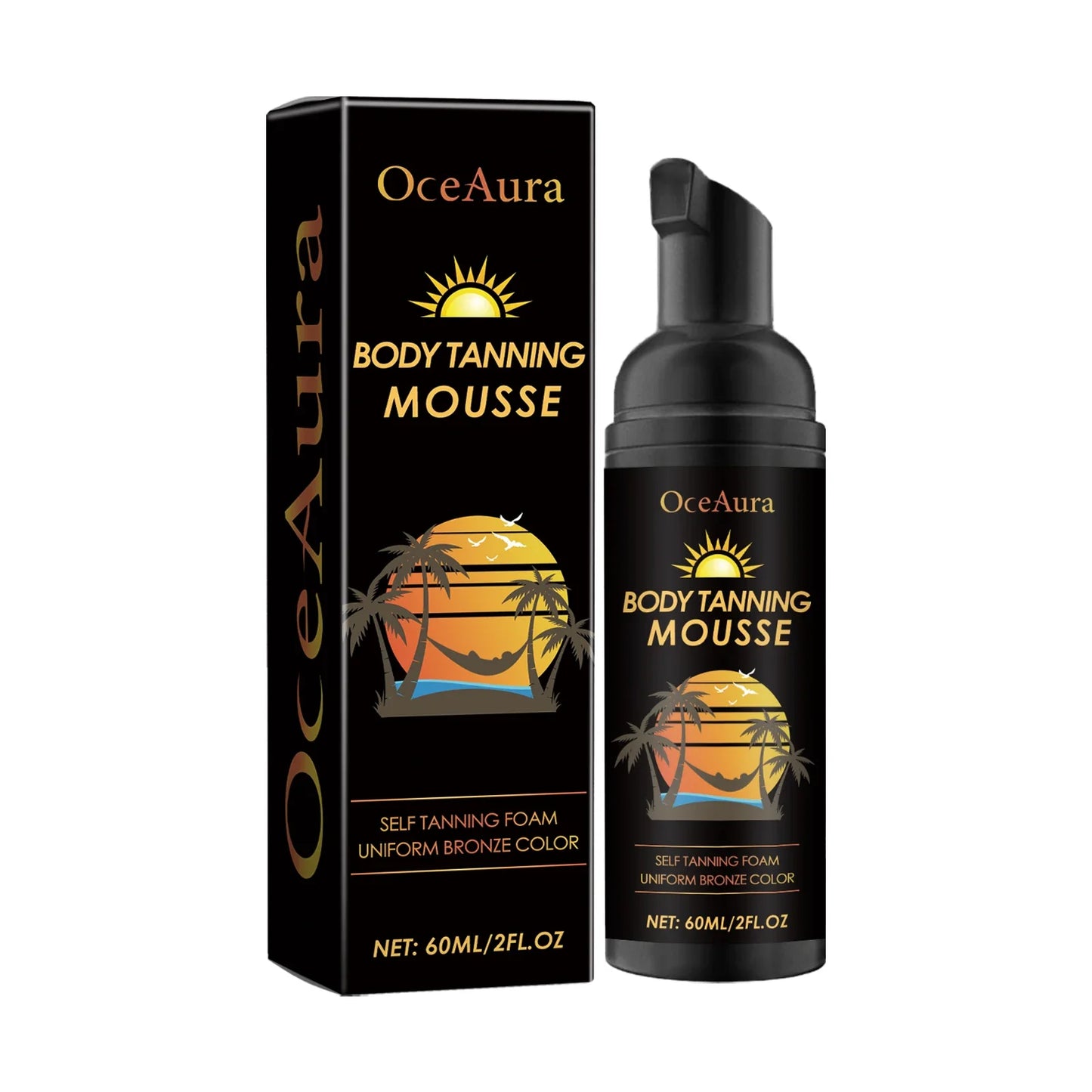 OceAura Self Tanning Mousse – Natural Glow Body Bronzer