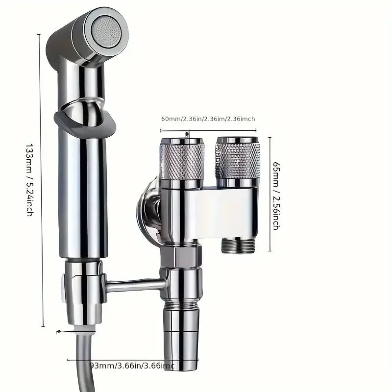 Handheld Bidet Toilet Spray Kit | 2-in-1 Angle Valve, No Batteries