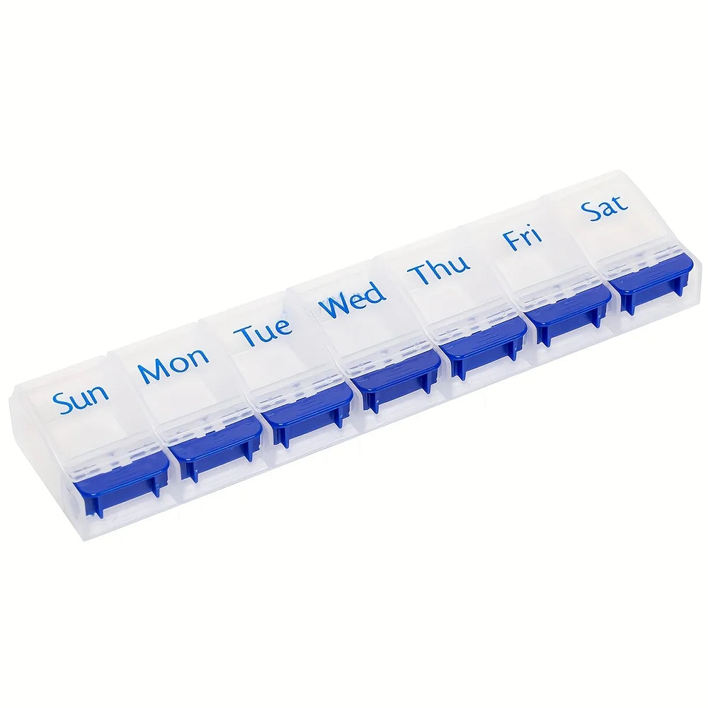 Weekly Pill Organizer Arthritis Friendly, BPA Free Travel 7 Day Pill Box Case with Spring Open Design and Large Compartment Peaceful Pleasures Health and Wellness Blue China Mainland