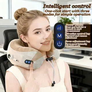 Electric Neck Massager, U-Shaped Massage Pillow, Neck Massager with Durable Memory Foam, Heated Massage Pillow, Deep Tissue Kneading Relaxation Type, Suitable for Airplane, Car Travel, Office, Home Use, Great Gift for Father' Peaceful Pleasures Health and Wellness