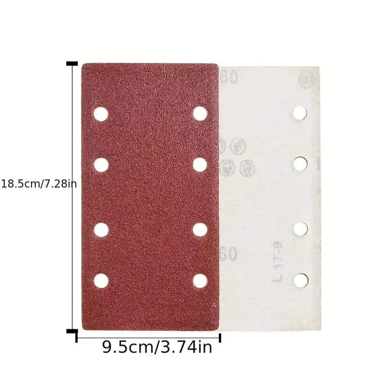 10 8-Hole Rectangular Premium Flocked Sandpaper Sheets Self-adhesive