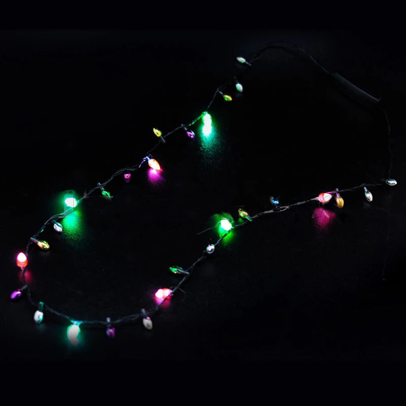 1 Pcs Mini Flashing Light-up Blinking Christmas Lights Costume Necklace 8 LED Bulbs Peaceful Pleasures Health and Wellness