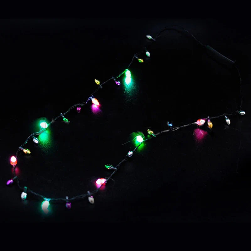 LED Flashing Christmas Light Necklace | 8 Bulbs, 3 Modes