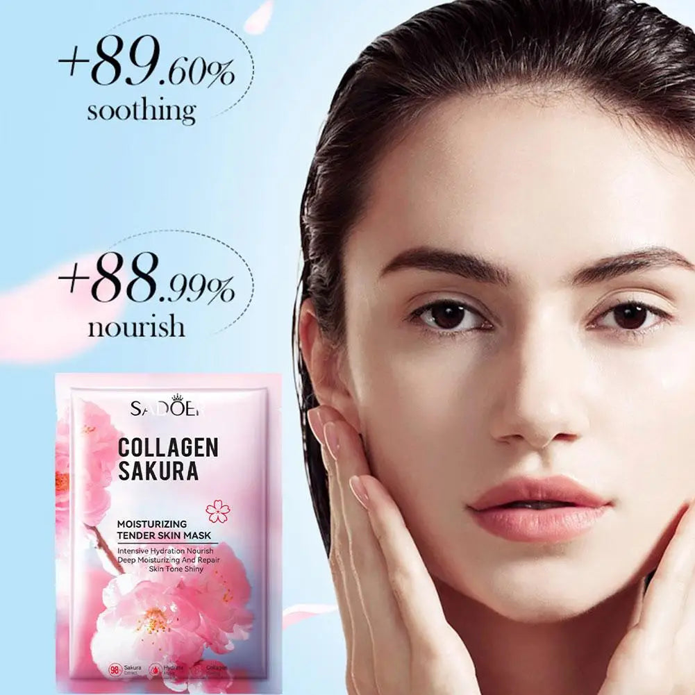 5pcs Sakura Collagen Face Mask - Moisturizing & Firming Peaceful Pleasures Health and Wellness