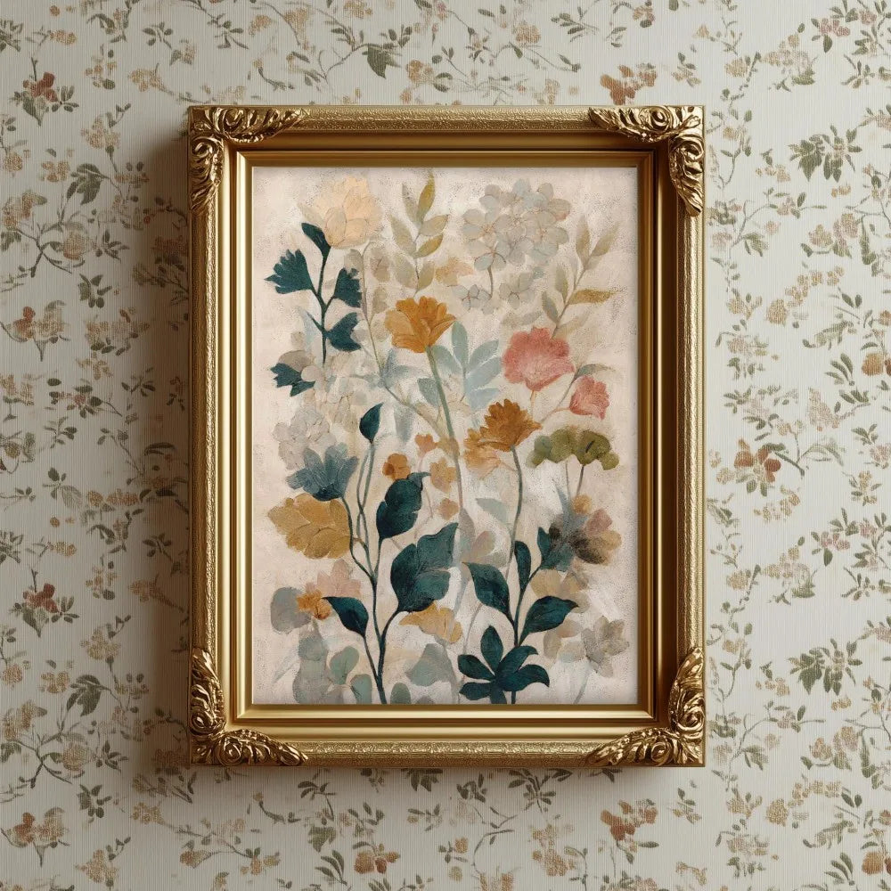 Vintage Floral Canvas Wall Art | Bohemian Earth-Tone Print