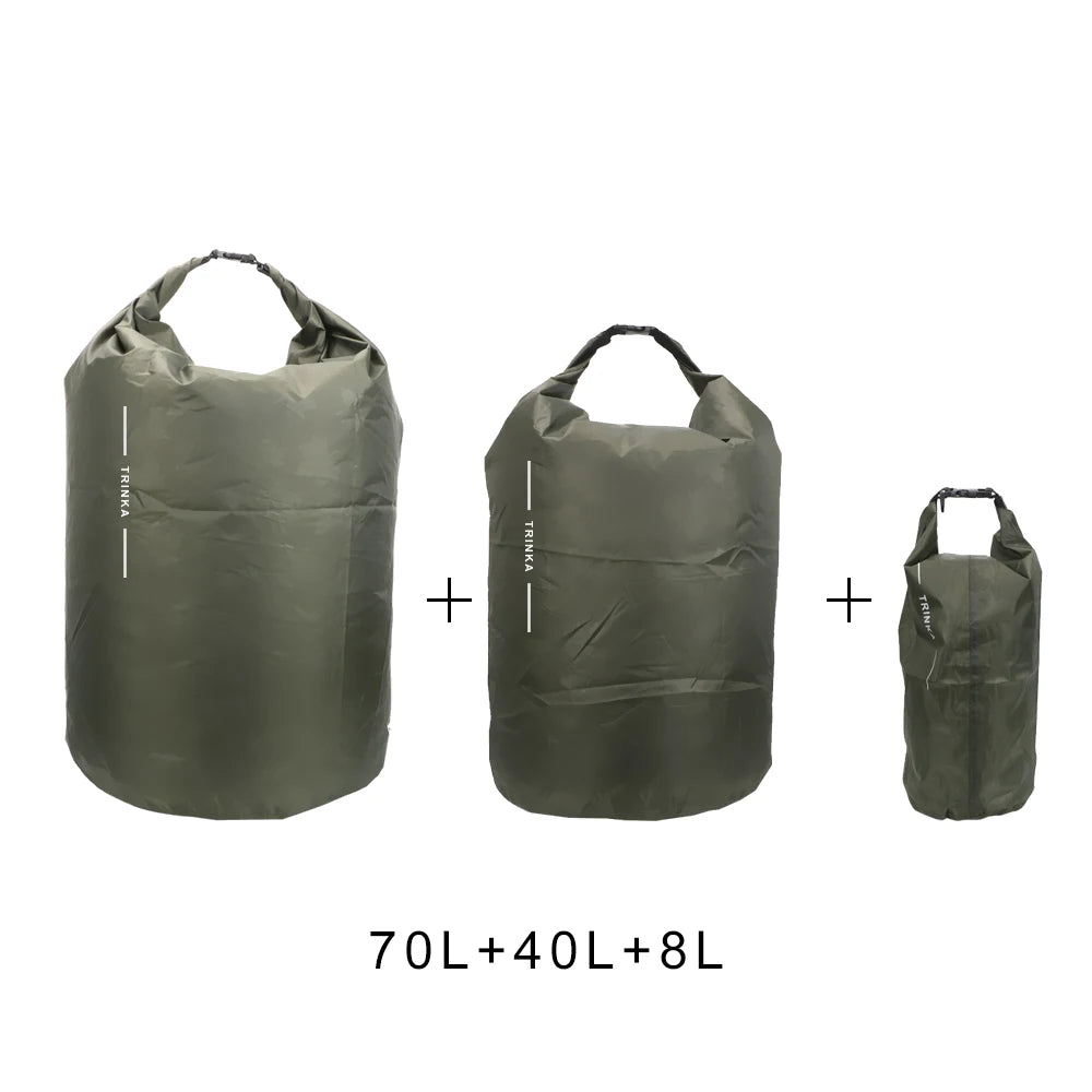 8L 40L 70L Waterproof Storage Bag Outdoor Traveling Carrying Bags For Boating Kayaking Canoeing Floating Dry Sack Pouch Portable Peaceful Pleasures Health and Wellness 8L 40L 70L