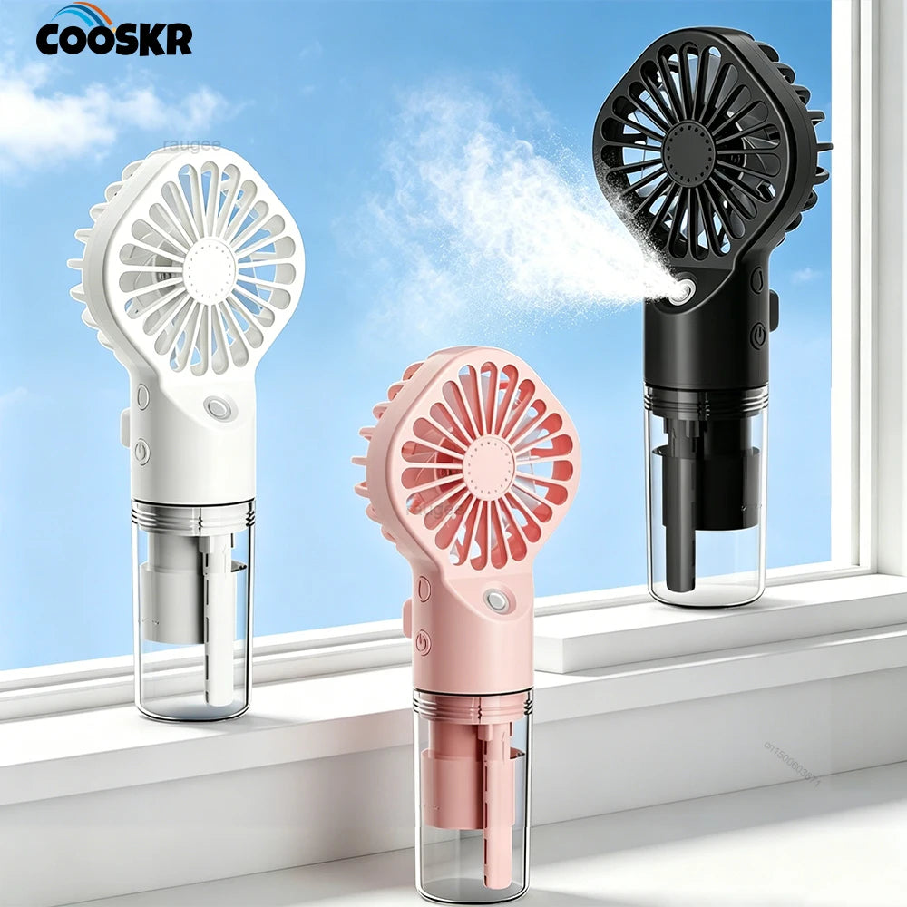 Portable Handheld Mist Fan Rechargeable Personal Fan Spray Water Mist Fans for Summer Beach Travel Camping Mini Cooling Hand Fan Peaceful Pleasures Health and Wellness
