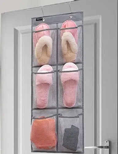 2-Pack Black Over Door Shoe Organizer – 6 Mesh Pockets, Space-Saving Storage Shoe Organizer Peaceful Pleasures Health and Wellness