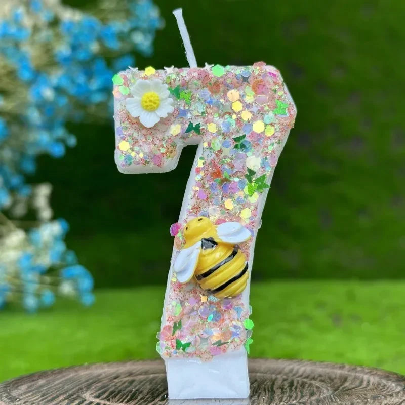 Party 0-9 Number Digital Birthday Candle Cake Decoration New Year's Eve Creative Bee and Wasp Decorative Candles Birthday Cake Peaceful Pleasures Health and Wellness 7