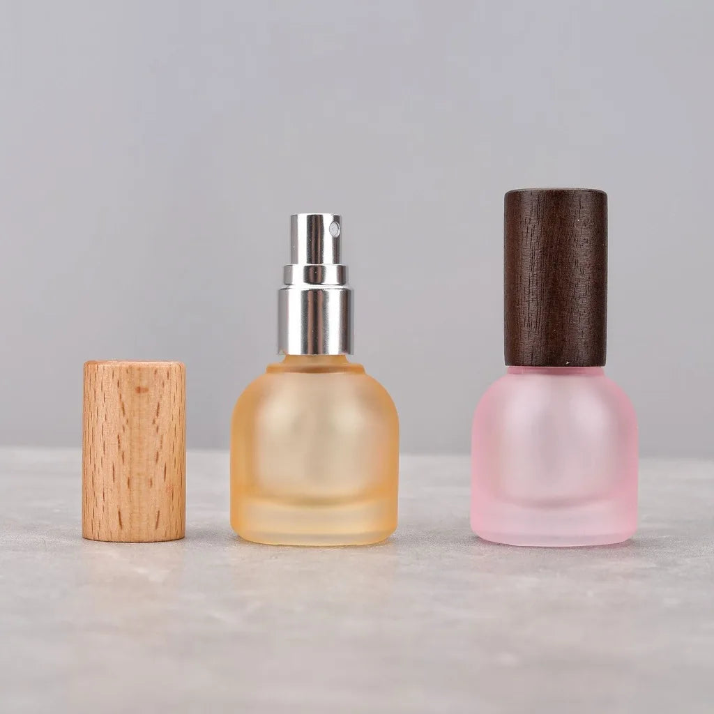10ml Frosted Glass Refillable Perfume Spray Bottle | Wooden Cap