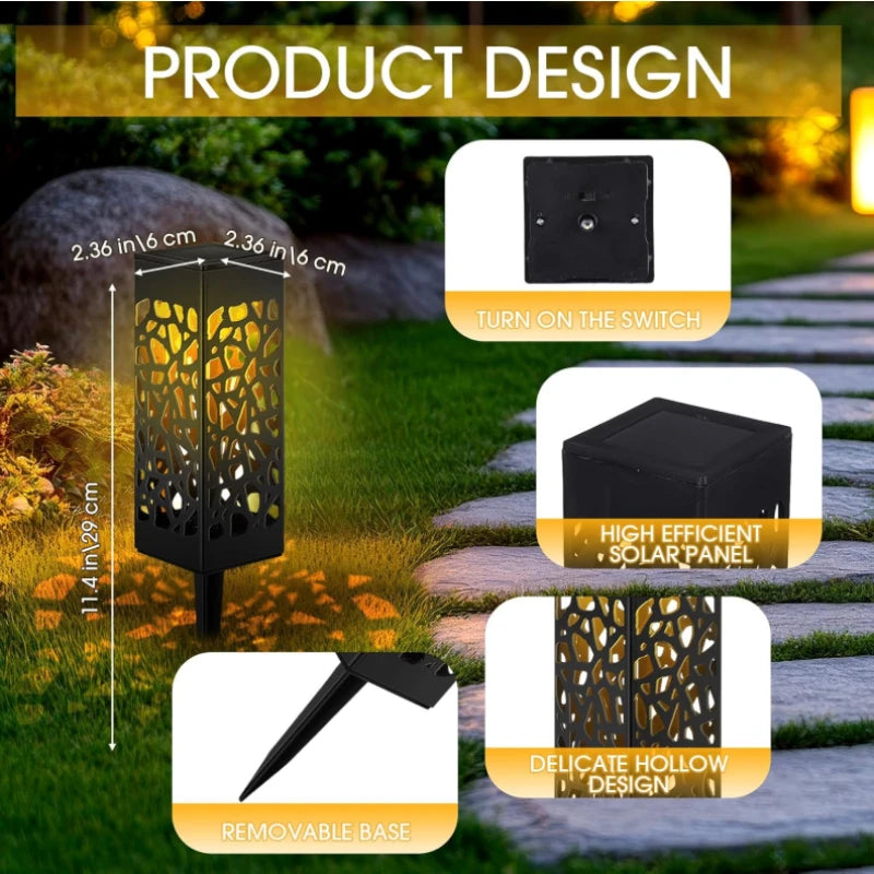 Solar Garden Pathway Lights – Waterproof LED Hollow Pattern (1–8 Pack)