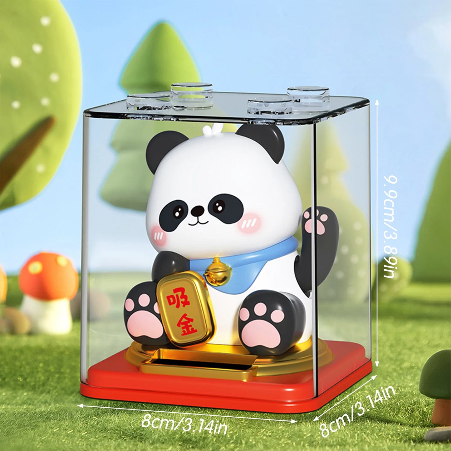 3 Inch Solar Powered Panda Auto Decor Good Luck Gift Automatic Swing Arm Business Opening Gift Solar Panda Lucky Ornament Peaceful Pleasures Health and Wellness