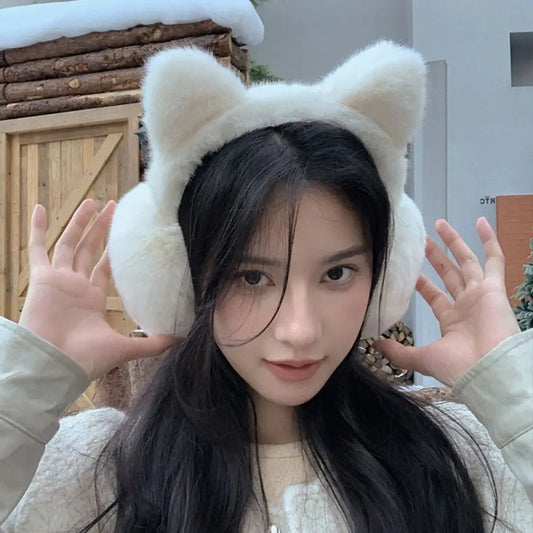 Cute Cat-ear Plush Ear Protectors Winter Students Cycling Keeping Warm Protecting Ears Windproof and Cold-proof Ear Coverings Peaceful Pleasures Health and Wellness