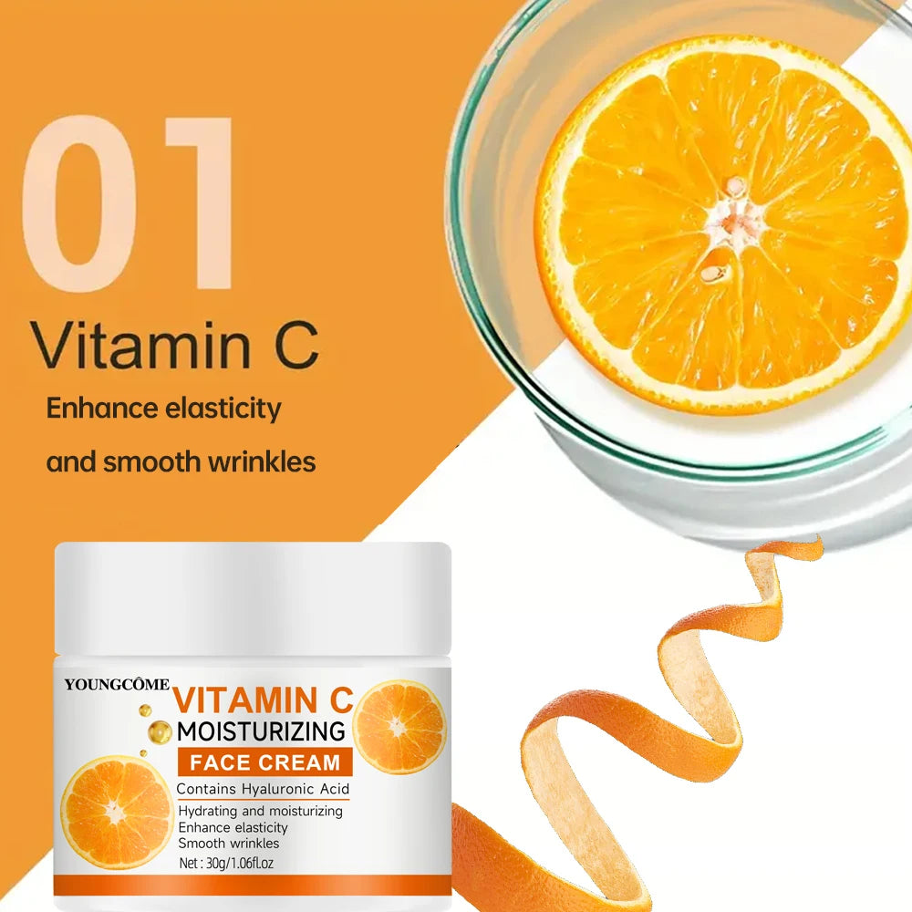 Vitamin C Moisturising Cream Repair Anti-aging Essence Facial Skin Care Contains Hyaluronic Acid Dark Spot Remover Moisturizing Peaceful Pleasures Health and Wellness