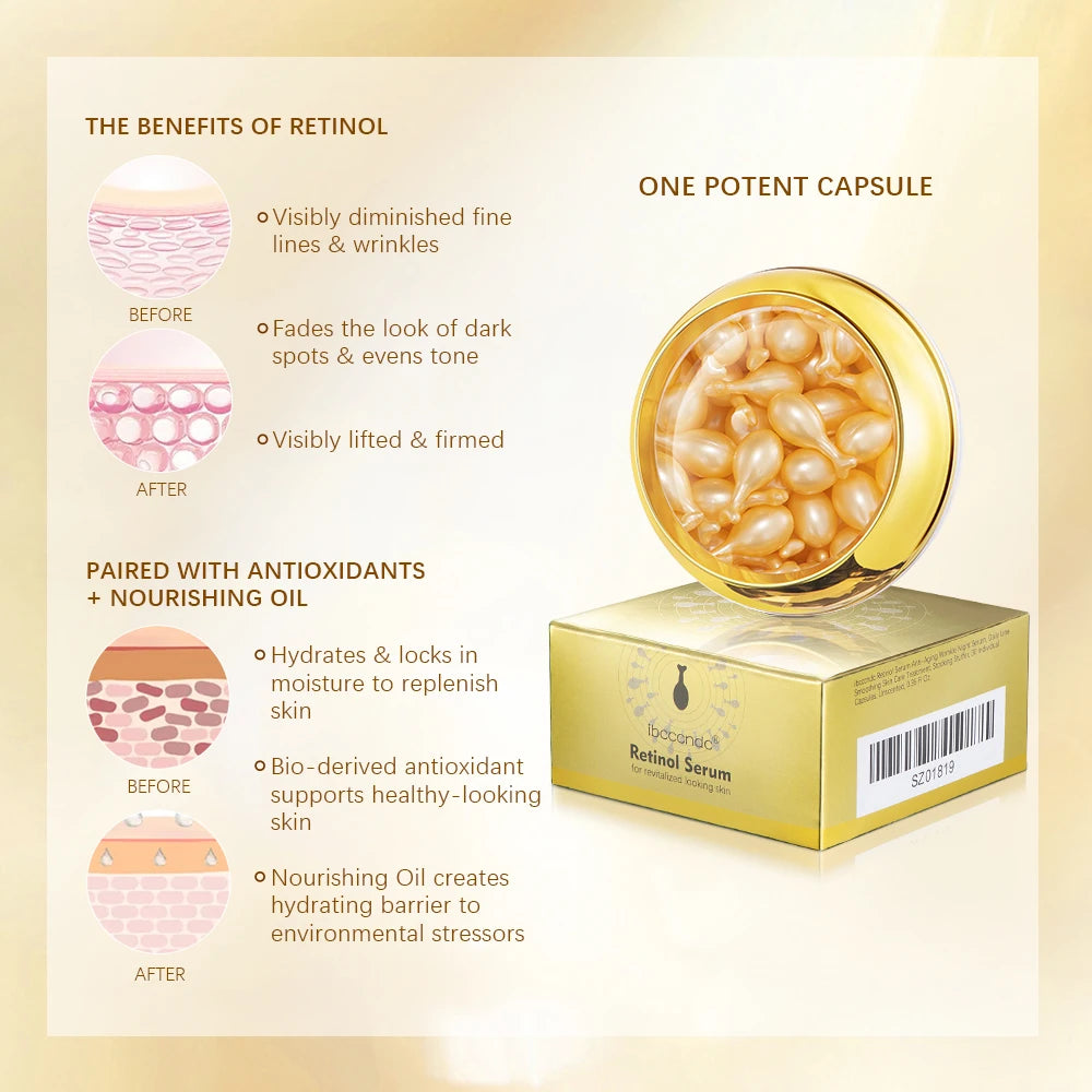 90 Pcs/Bottle Retinol Serum Ceramide Capsules Night Serum Moisturizing Anti-aging Face Serum Spot Removing Cream Skin Care Peaceful Pleasures Health and Wellness