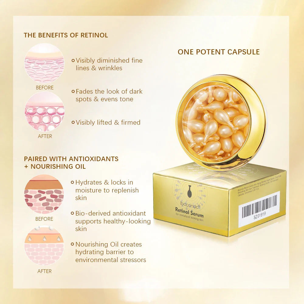 Retinol & Ceramide Night Serum Capsules – 90 Pcs Skincare