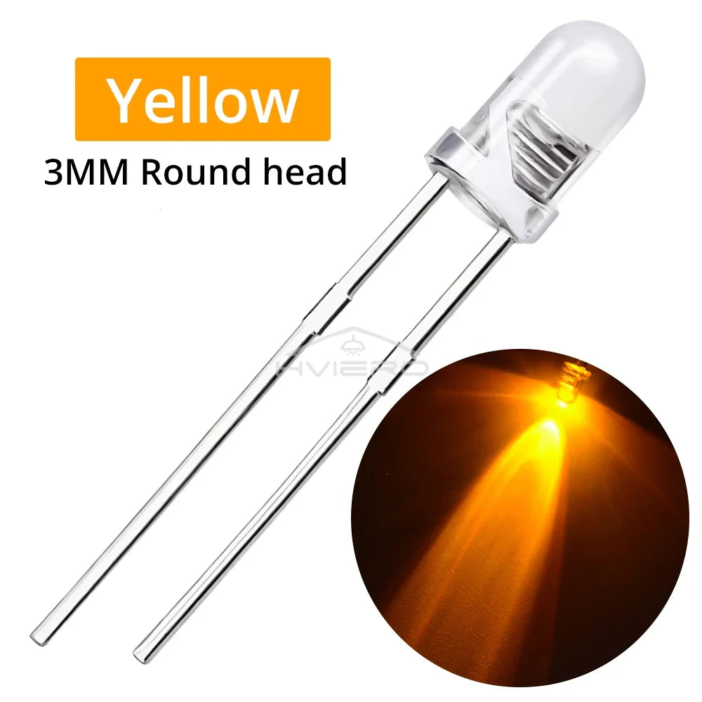 3mm LED Diode Assortment Kit 500/1000pcs – Multi-Color DIY