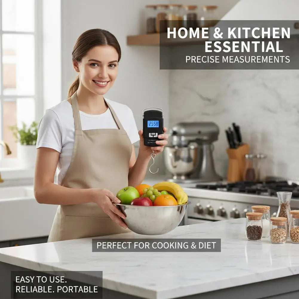 High-precision portable electronic scale household portable mini weighing scale 50kg hook scale food scale （No battery） Peaceful Pleasures Health and Wellness