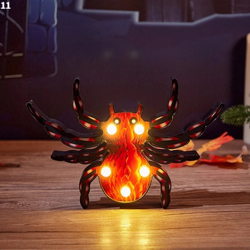 Halloween Pumpkin Ghost Bat Spider LED Night Light Horror Bar Home