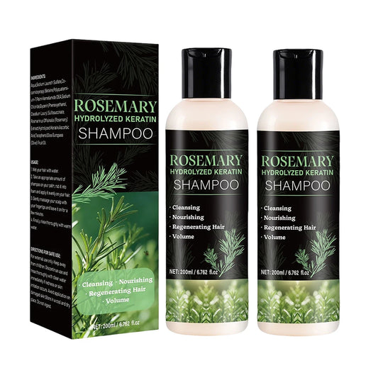 200ml Organic Rosemary Shampoo Hair Growth for Women and Men,Natural Thickening & Strengthening Shampoo with Hydrolyzed Keratin Peaceful Pleasures Health and Wellness 2PCS