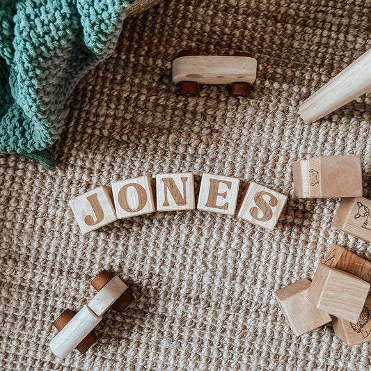 Personalized Retro Wooden Baby Blocks | Nursery Decor & Gift Personalized Baby Blocks Peaceful Pleasures Health and Wellness 3 letter blocks 4x4x4cm