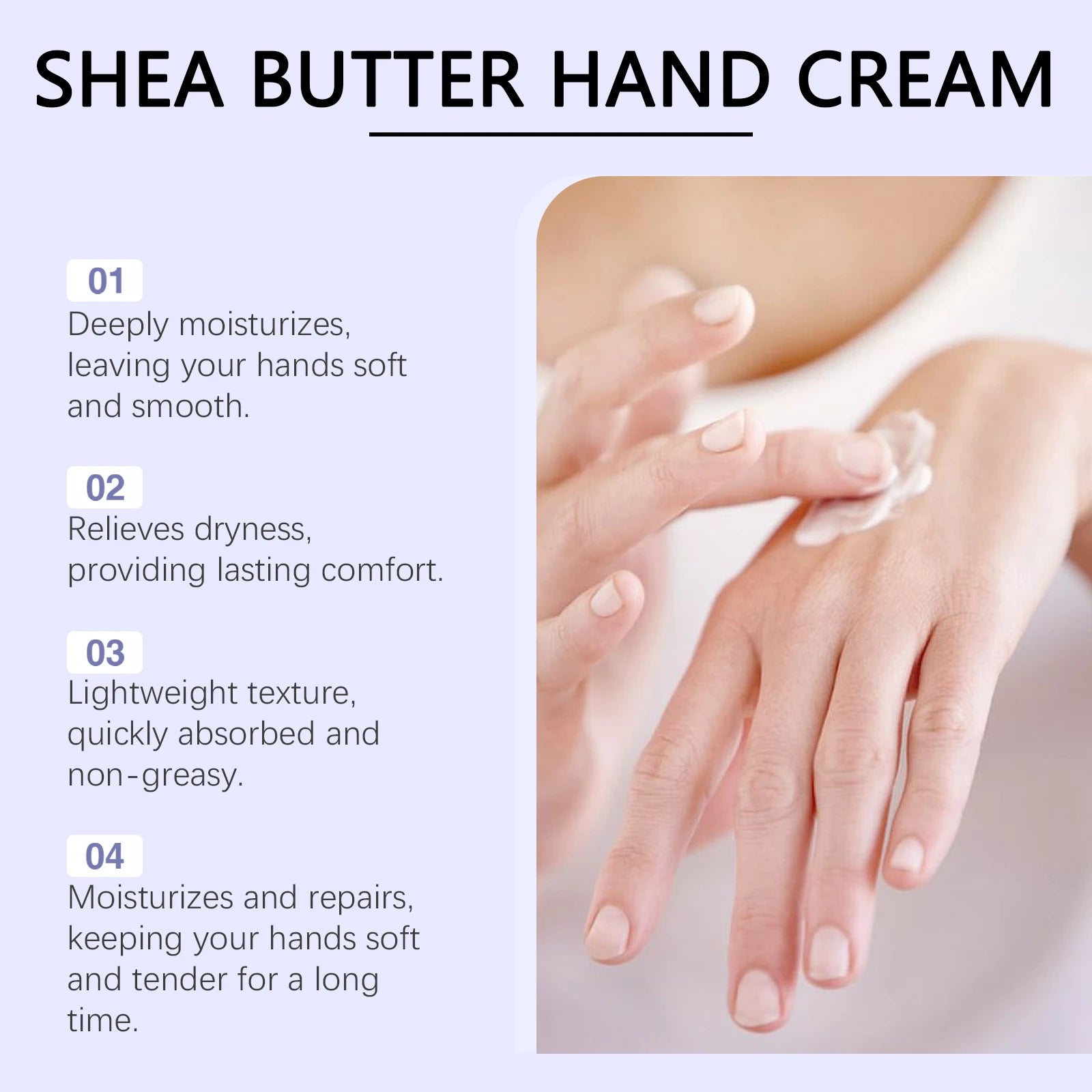 Shea Butter Hand Cream Nourishing Care Deep Hydration Anti Cracking Fast Absorbing Non-Greasy Winter Moisturizing Hand Cream Peaceful Pleasures Health and Wellness