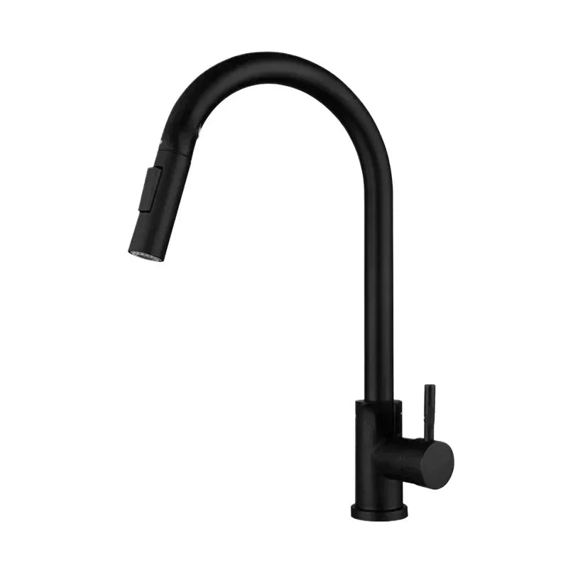 Pull-Out Kitchen Faucet Single Hole | Chrome & Black Mixer Tap