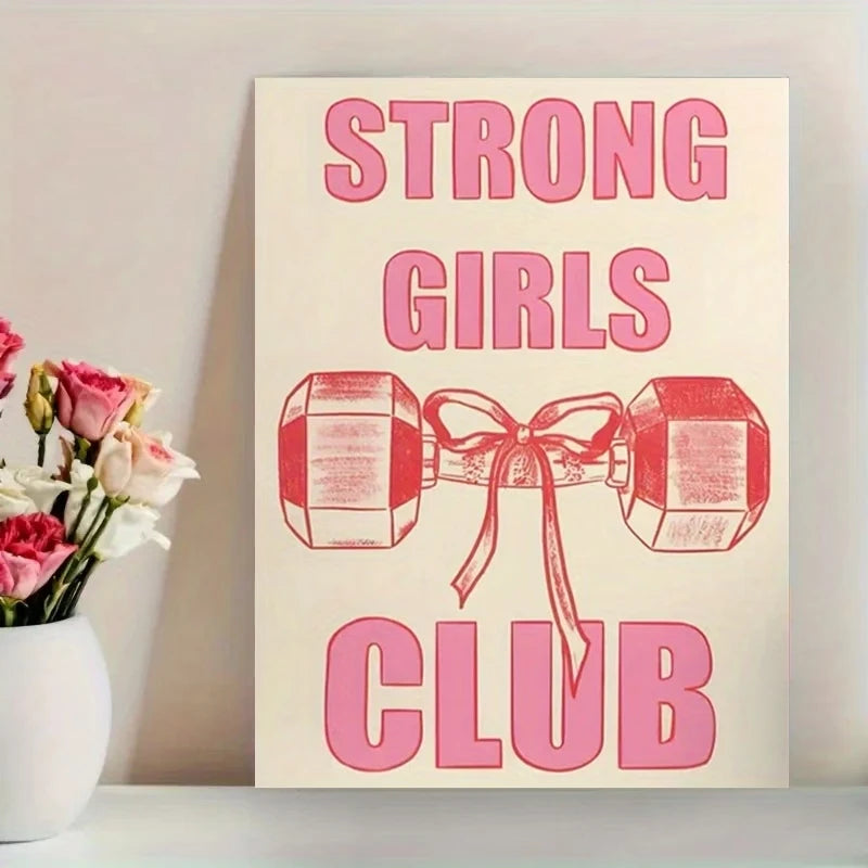 Strong Girls Club Retro Quote Canvas Wall Art Print Poster