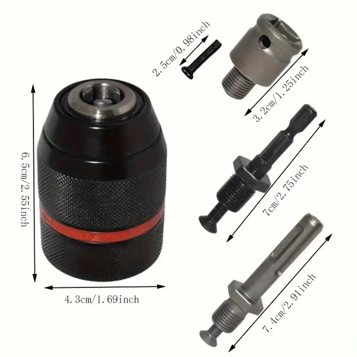 2-13mm Keyless Metal Drill Chuck | Hex, SDS & Square Adapter Peaceful Pleasures Health and Wellness