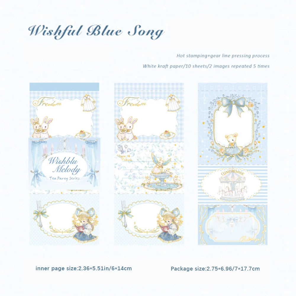 White Kraft Paper Stamping Non Stick Memo Pad Tea Party Series Retro