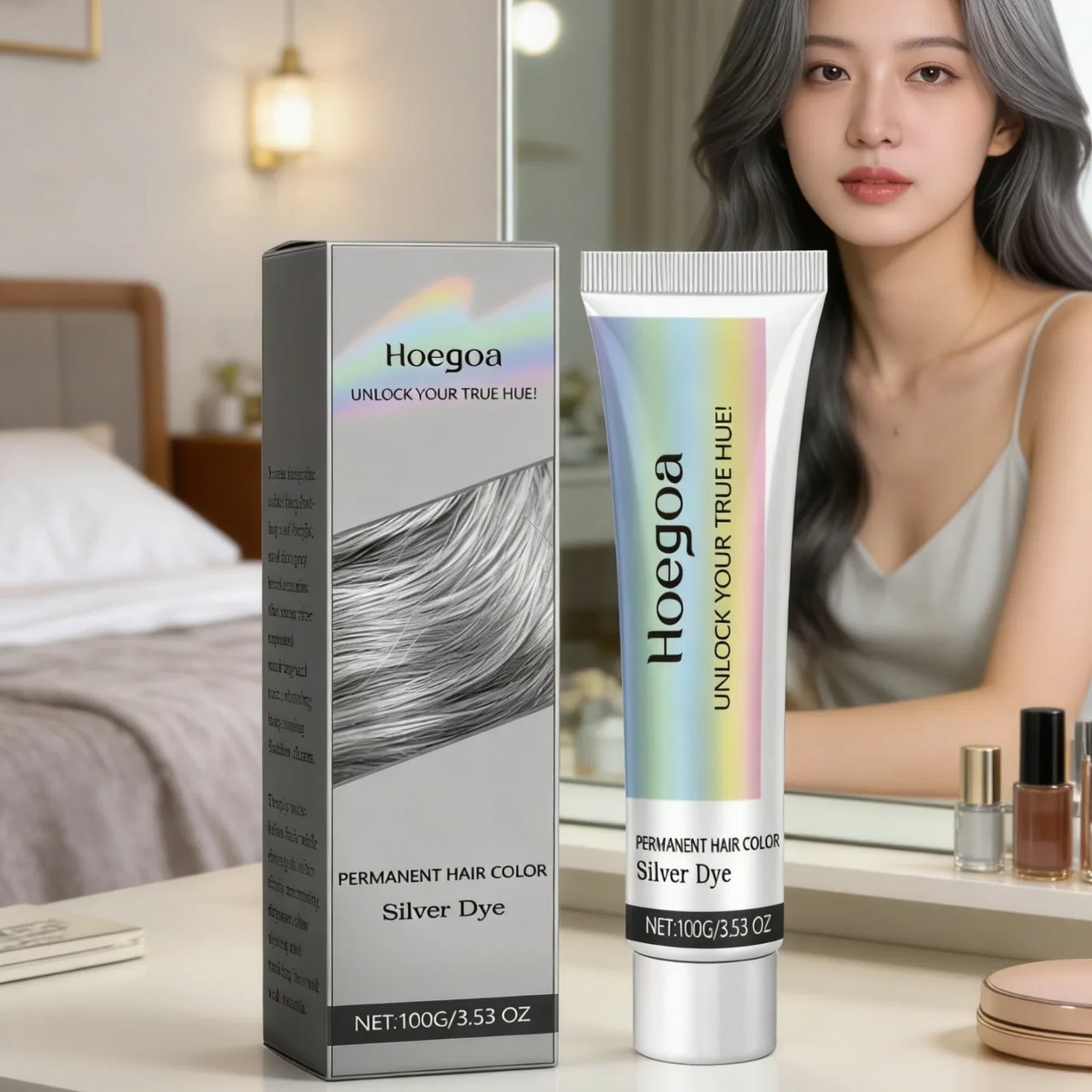 Hoegoa Silver Hair Dye Cream – Nourishing Long-Lasting Color 100g