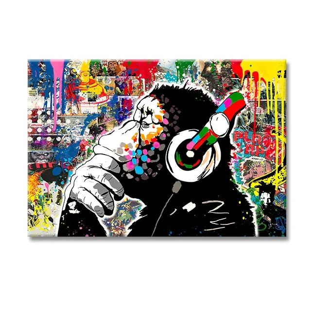 Banksy Monkey "Life Is Short" Graffiti Canvas Wall Art Print Canvas Wall Art Peaceful Pleasures Health and Wellness