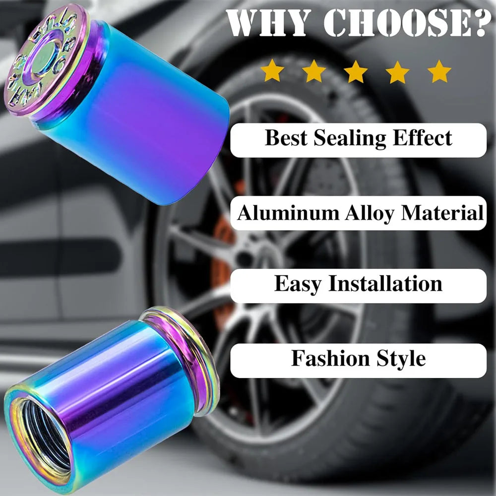 Bullet Shell Tire Valve Stem Caps Aluminum Alloy Car Air Cap Cars SUV