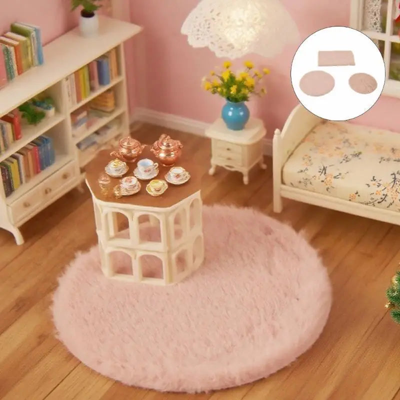 3PCS Dollhouse Miniature Plush Carpet Set – Small Floor Mat Rug