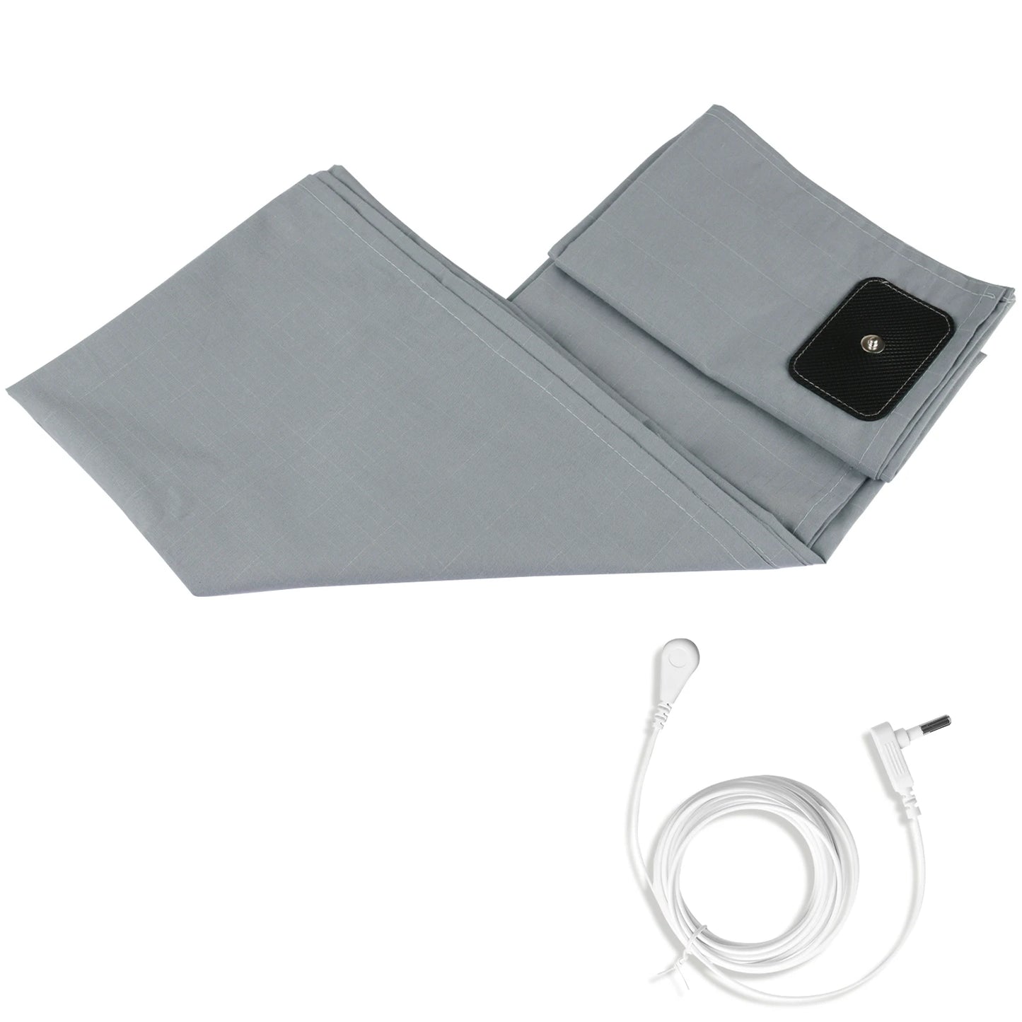Grounding Sheet with Grounding Cord 10% Pure Silver Fiber Materials With Organic Cotton Grounding Bed Sheet + US/UK Safe Adapter Peaceful Pleasures Health and Wellness US PLUG 1 152x203CM