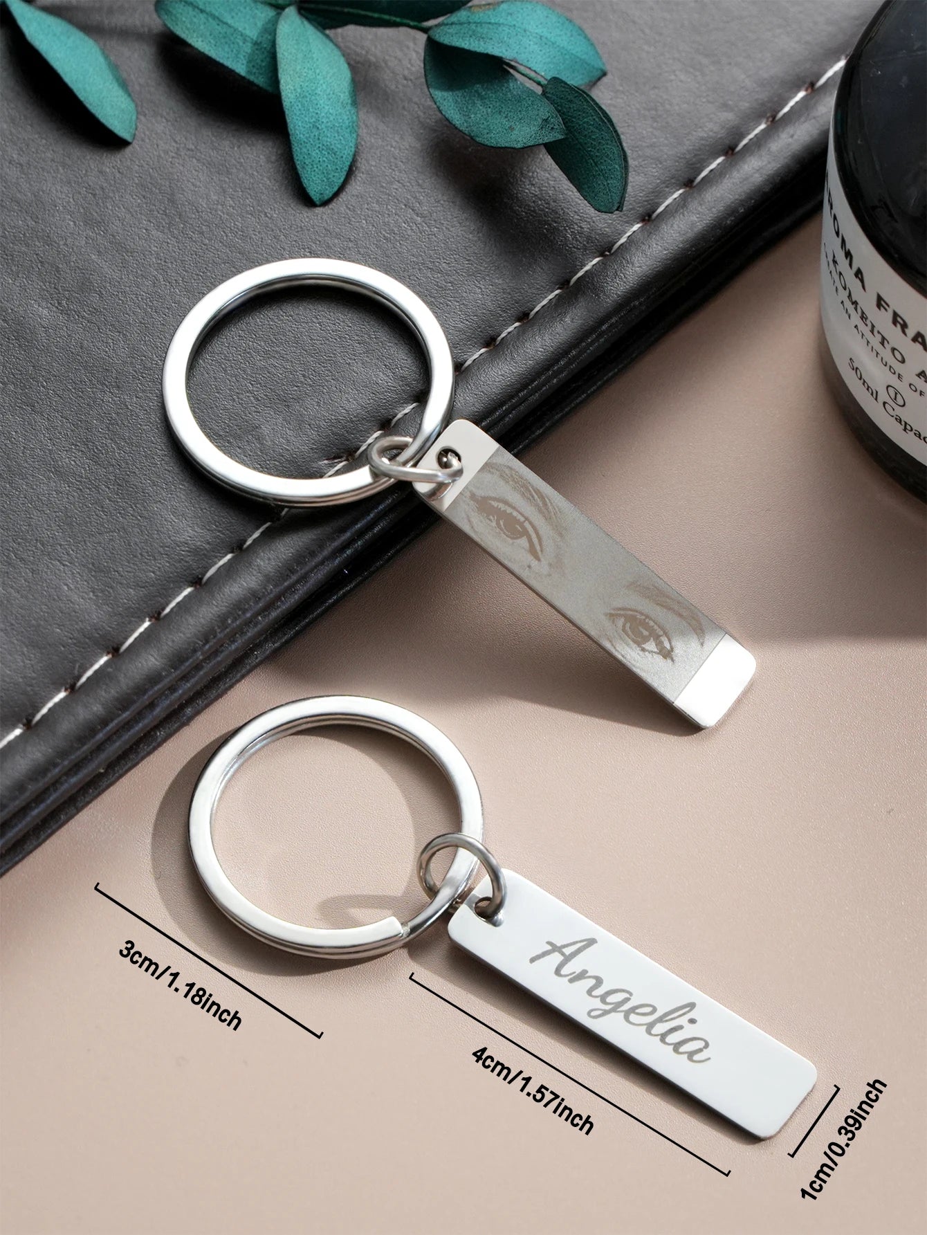 Custom Eyes Keychain Personalized Photo Text Keyring for Couples Birthday Anniversary Christmas Gift for Men Women Friends Peaceful Pleasures Health and Wellness