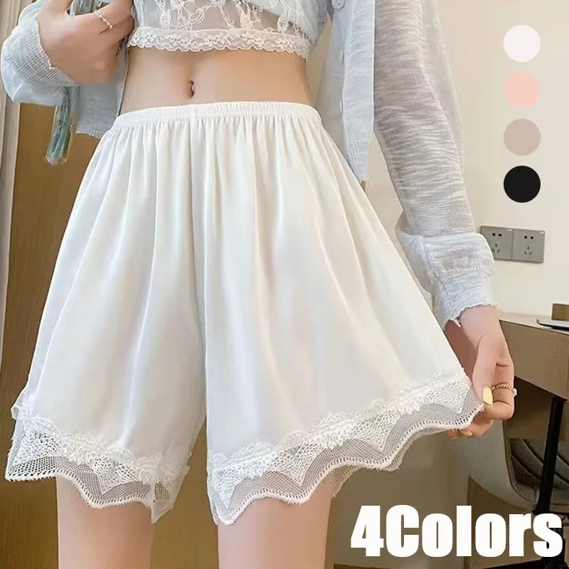 Women's Lace Trim Safety Shorts – Anti-Exposure Summer Lounge
