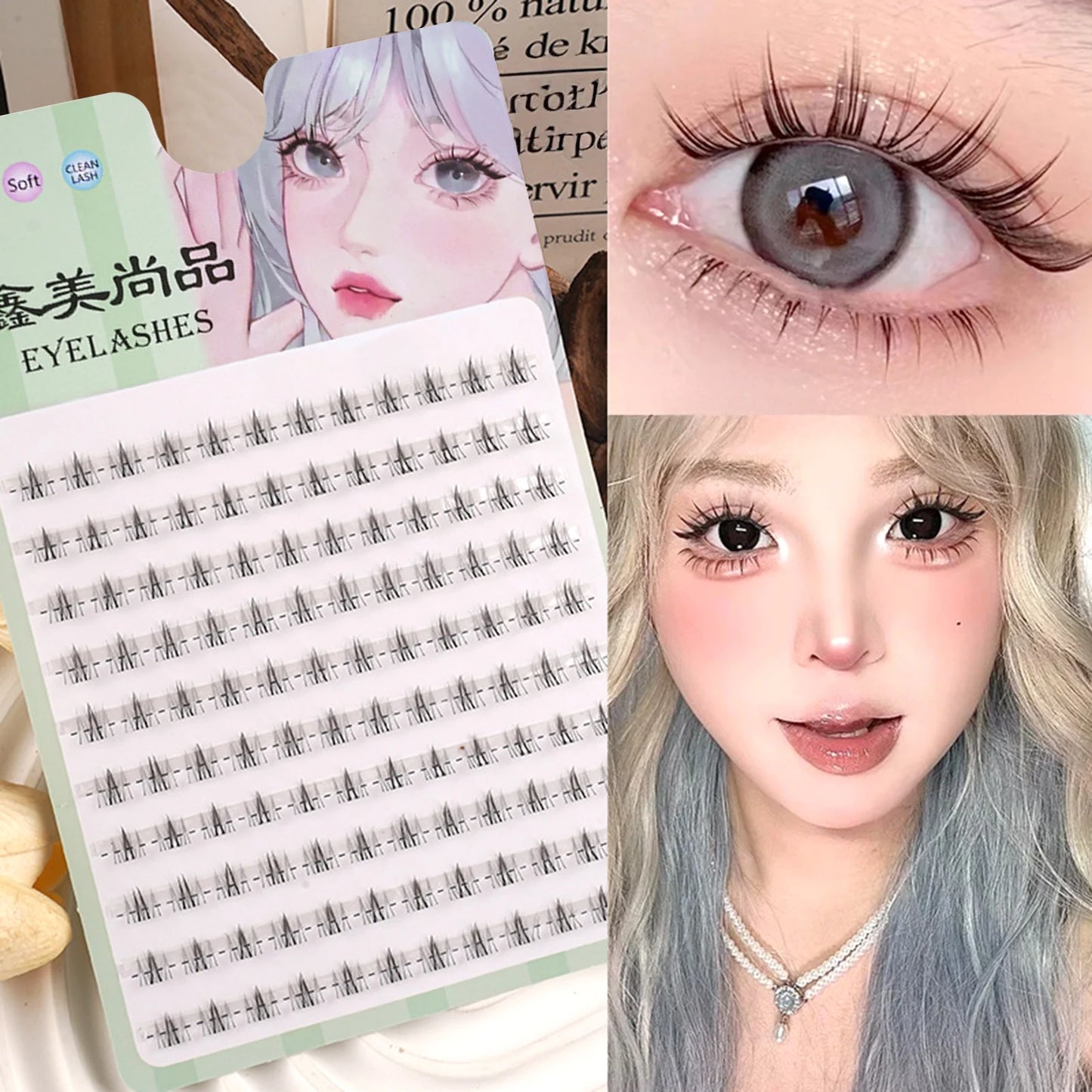 Lower Eyelash V-Shaped Clusters Fake Lashes 10 Rows Air Sensation Eyelashes Natural Transparent Stem Makeup Extension Tools Peaceful Pleasures Health and Wellness 4