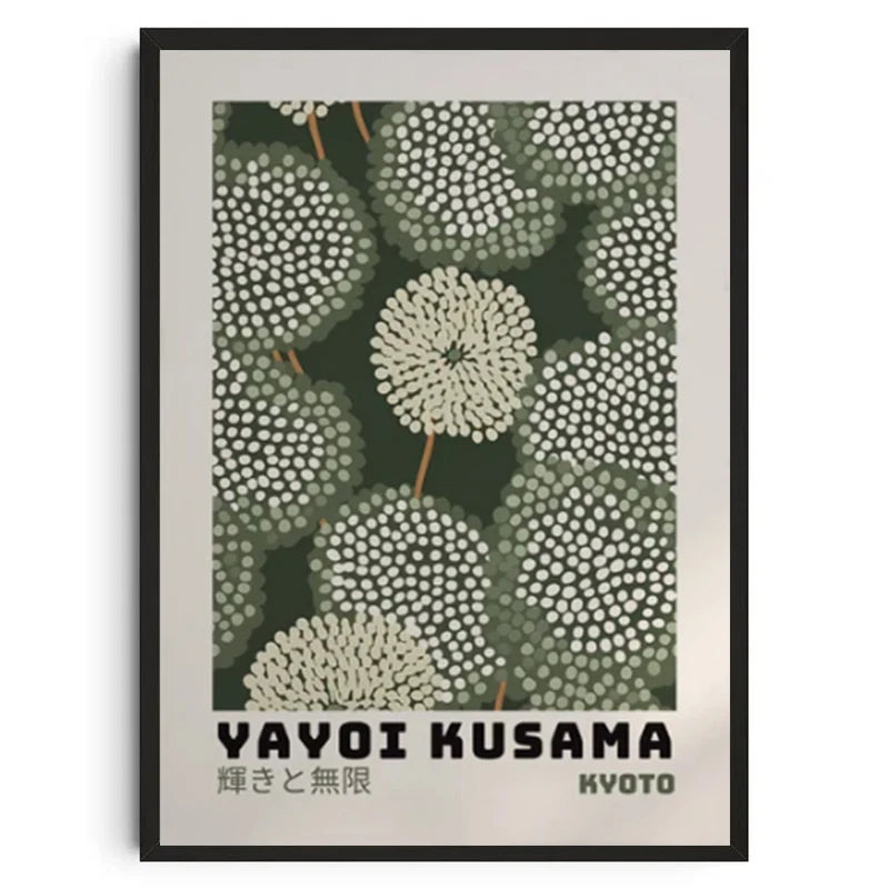 Abstract Yayoi Kusama Style Canvas Poster, Japanese Modern Art Mural Frameless Wall Art for Home Living Room Gallery Decor Peaceful Pleasures Health and Wellness