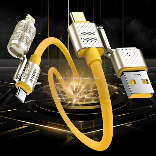 240W 4-in-1 Fast Charging Data Cable Type-C To Type-C Zinc Alloy Cable For iPhone15/16p Samsung Huawei Xiaomi Oppo iphone Peaceful Pleasures Health and Wellness 1m