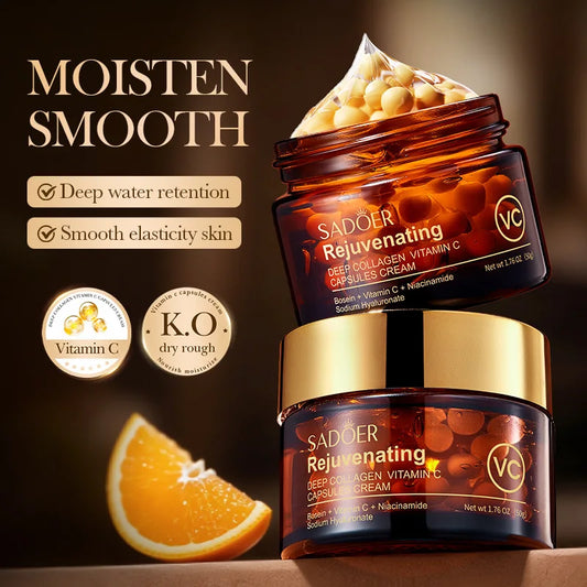 Vitamin C Capsule Cream Collagen Remove Wrinkle Cream Anti-Aging Firming Lifting Fade Fine Lines Moisturizing Brighten Skin Care Peaceful Pleasures Health and Wellness