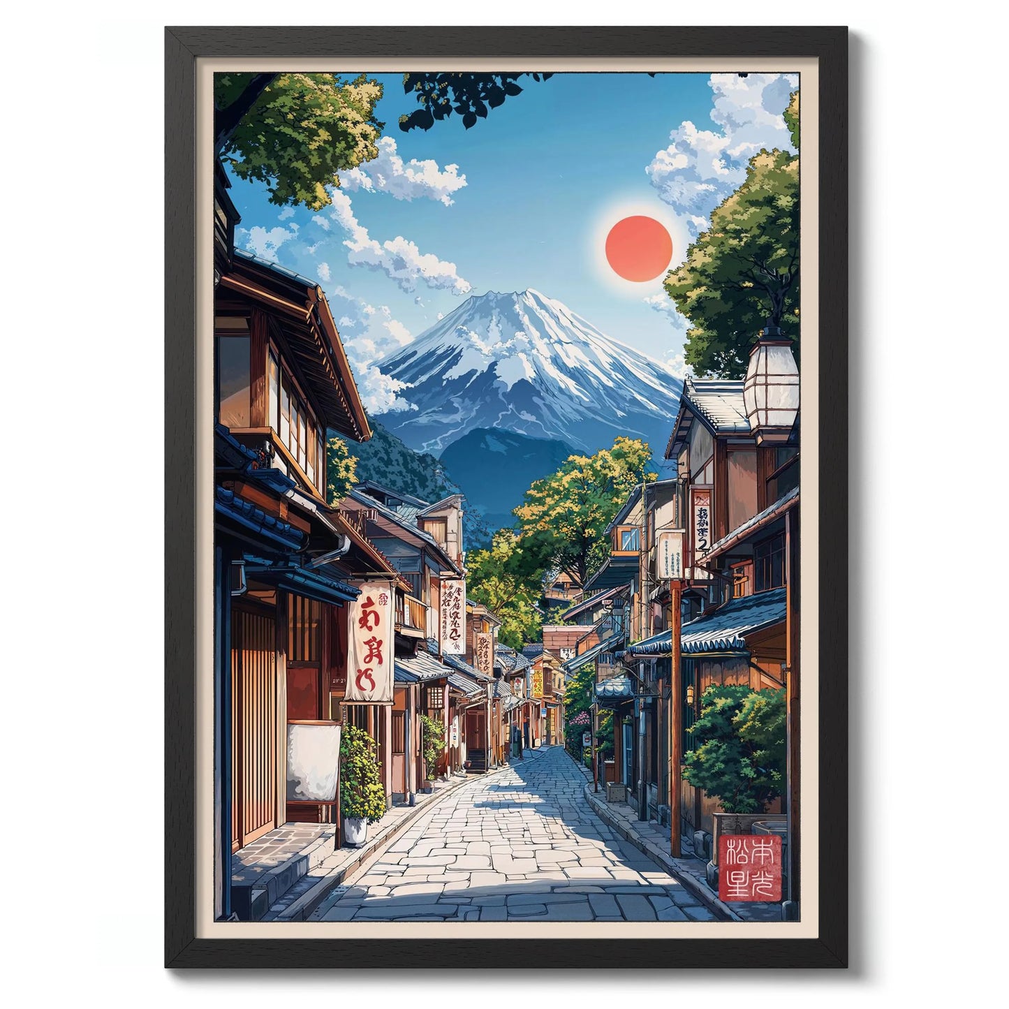 Anime Ramen Shop Gourmet Illustration Canvas Print City Street Scene Wall Poster for Modern Living Room Kitchen Home Decor Gifts Peaceful Pleasures Health and Wellness