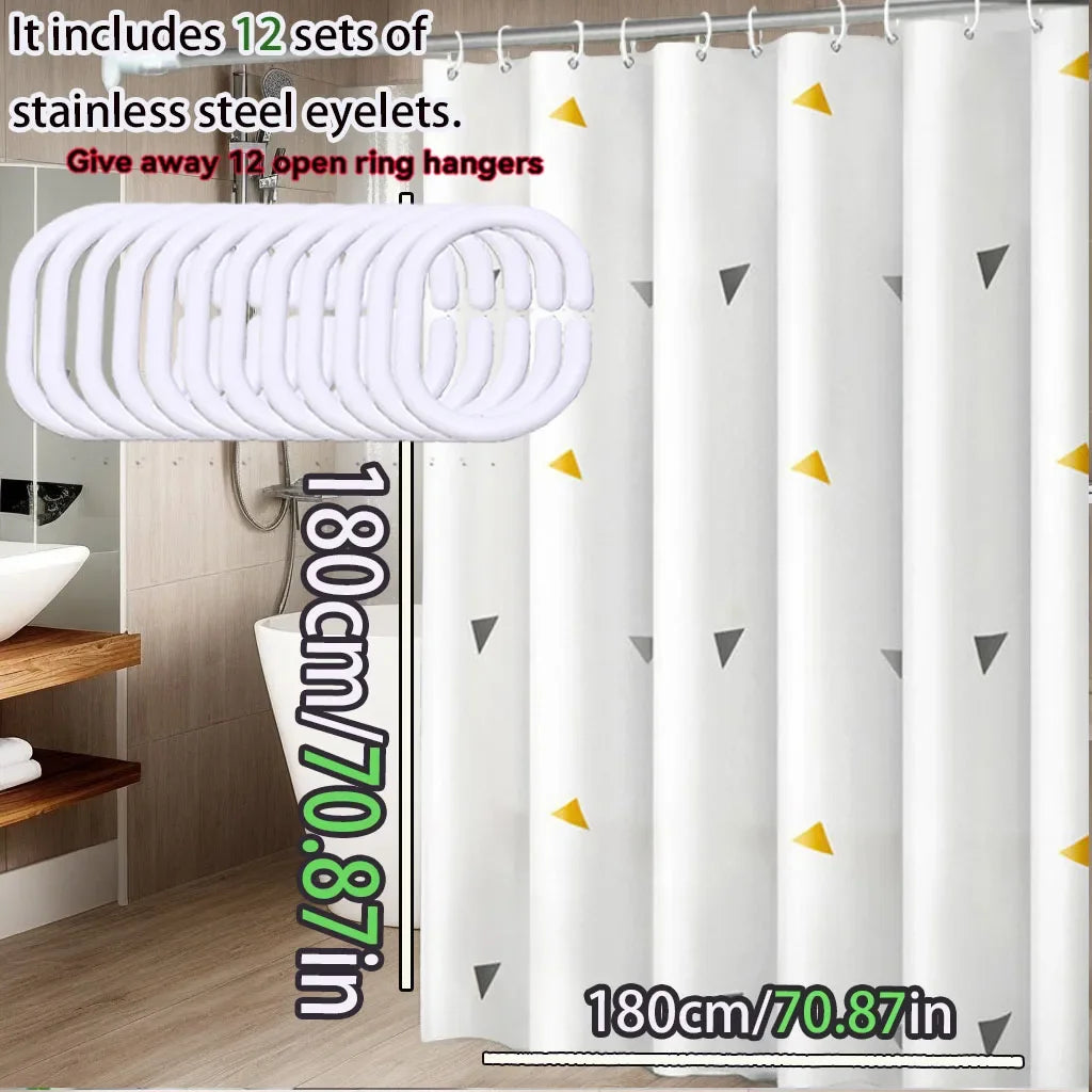 Yellow Geometric PEVA Waterproof Shower Curtain | Modern