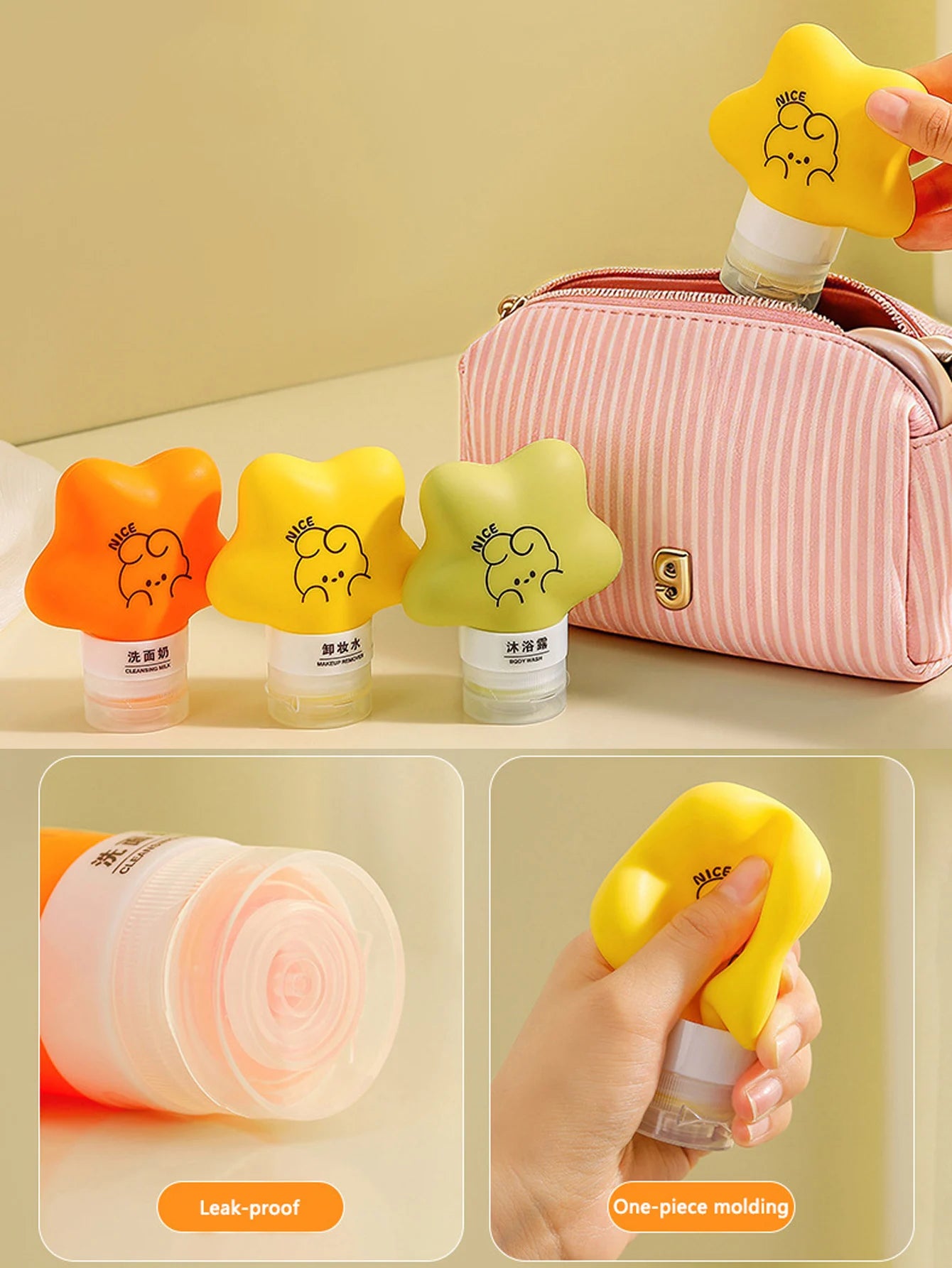 1Pack/3pcs‌ Portable Silicone Travel Refillable Bottles‌ for Shampoo Body Wash Lotion Face Cream are ‌Squeeze-style Containers Peaceful Pleasures Health and Wellness