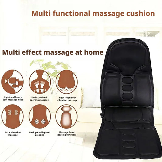Multifunctional Car Heating Massage Cushion - Electric Massager for Neck Cervical & Lumbar Spine Full-Body Comfort Seat Pad Peaceful Pleasures Health and Wellness