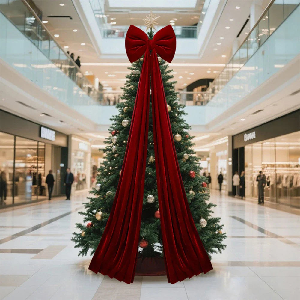 Extra Large Velvet Christmas Tree Topper Bow | Red Oversized