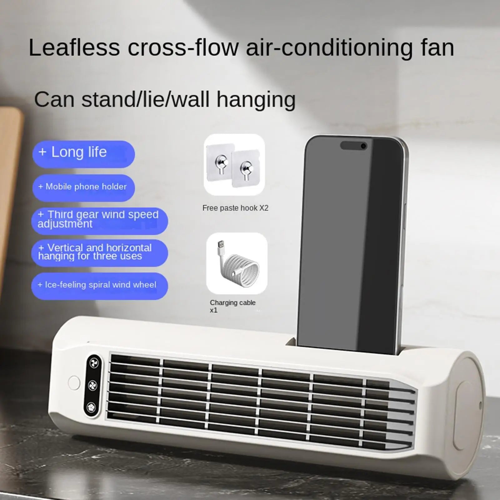 Desk Tower Fan Cordless 3 Speed Adjustment Household Desktop Fan for Women Men Students Travelers Home Apartment Study Bedroom Peaceful Pleasures Health and Wellness