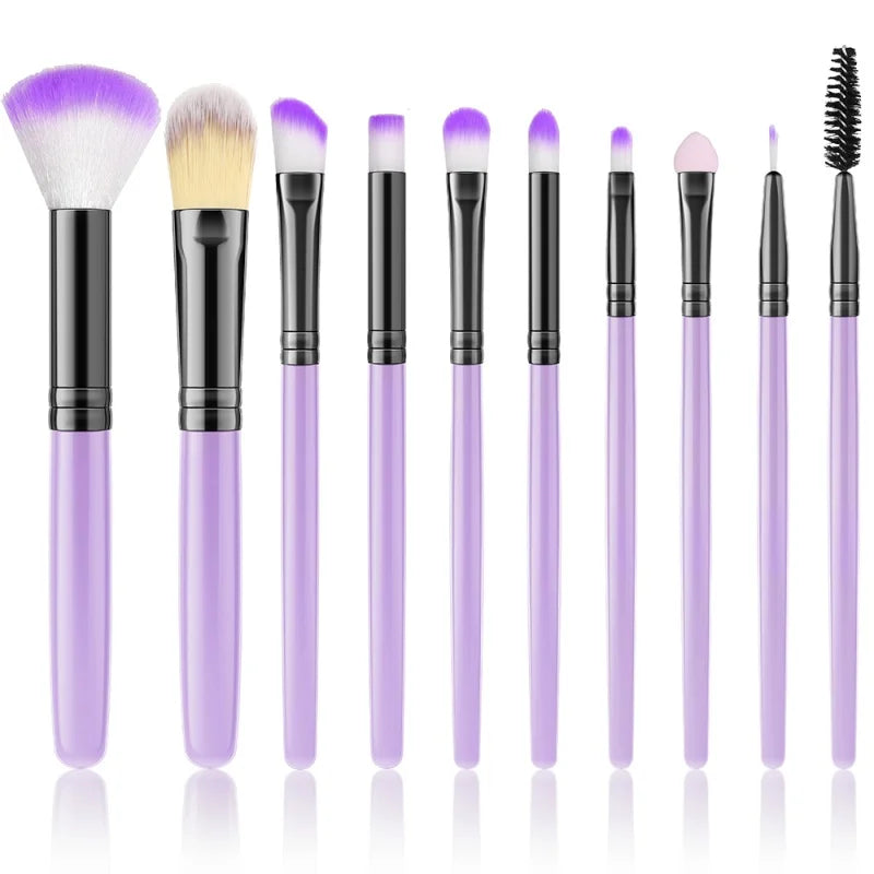 RUNTOIN 10pc Soft Makeup Brush Set – Foundation, Kabuki & More Makeup Brush Set Peaceful Pleasures Health and Wellness GS-10PCS-PU
