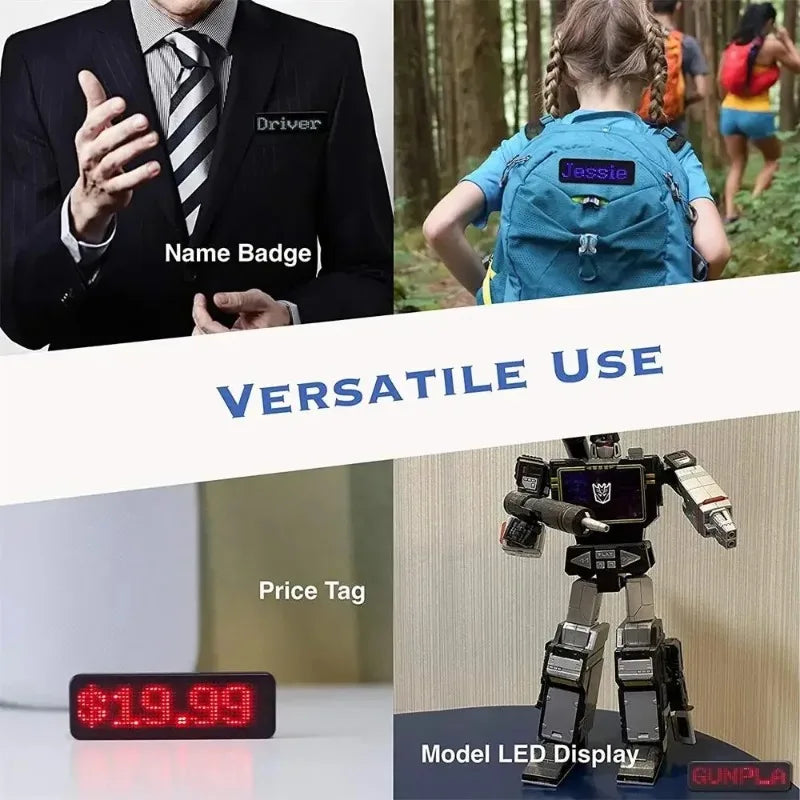 Bluetooth Programmable LED Name Tag | Scrolling Message Badge