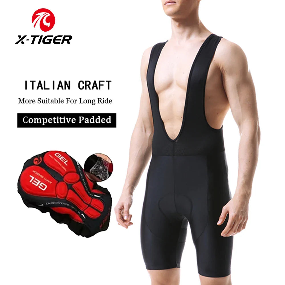 X-TIGER Men's 5D Gel Padded Cycling Bib Shorts | Pro Lycra